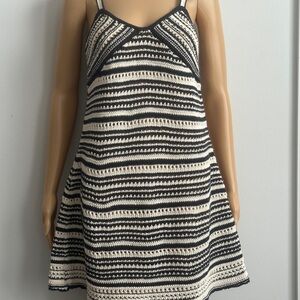 Zara Black and White Striped Mini Dress Large